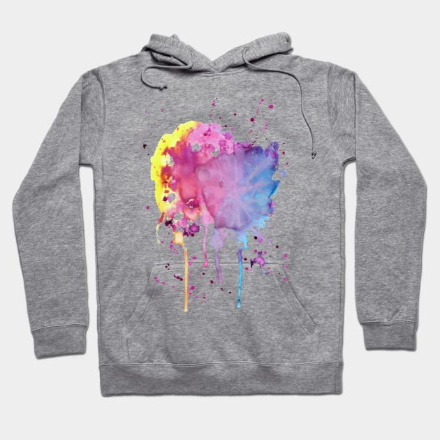 Yellow Pink Purple Blue Paint Splatter Hoodie by saradaboru